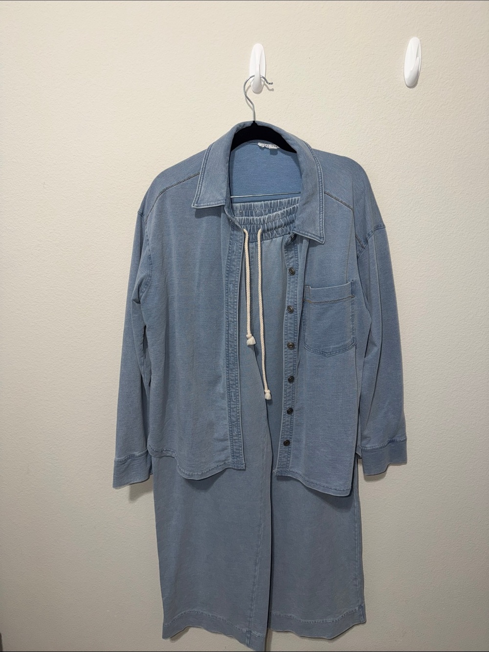 Jane and Delancey Light Blue Straight-Leg jean like pants Shirt Jacket Overlay